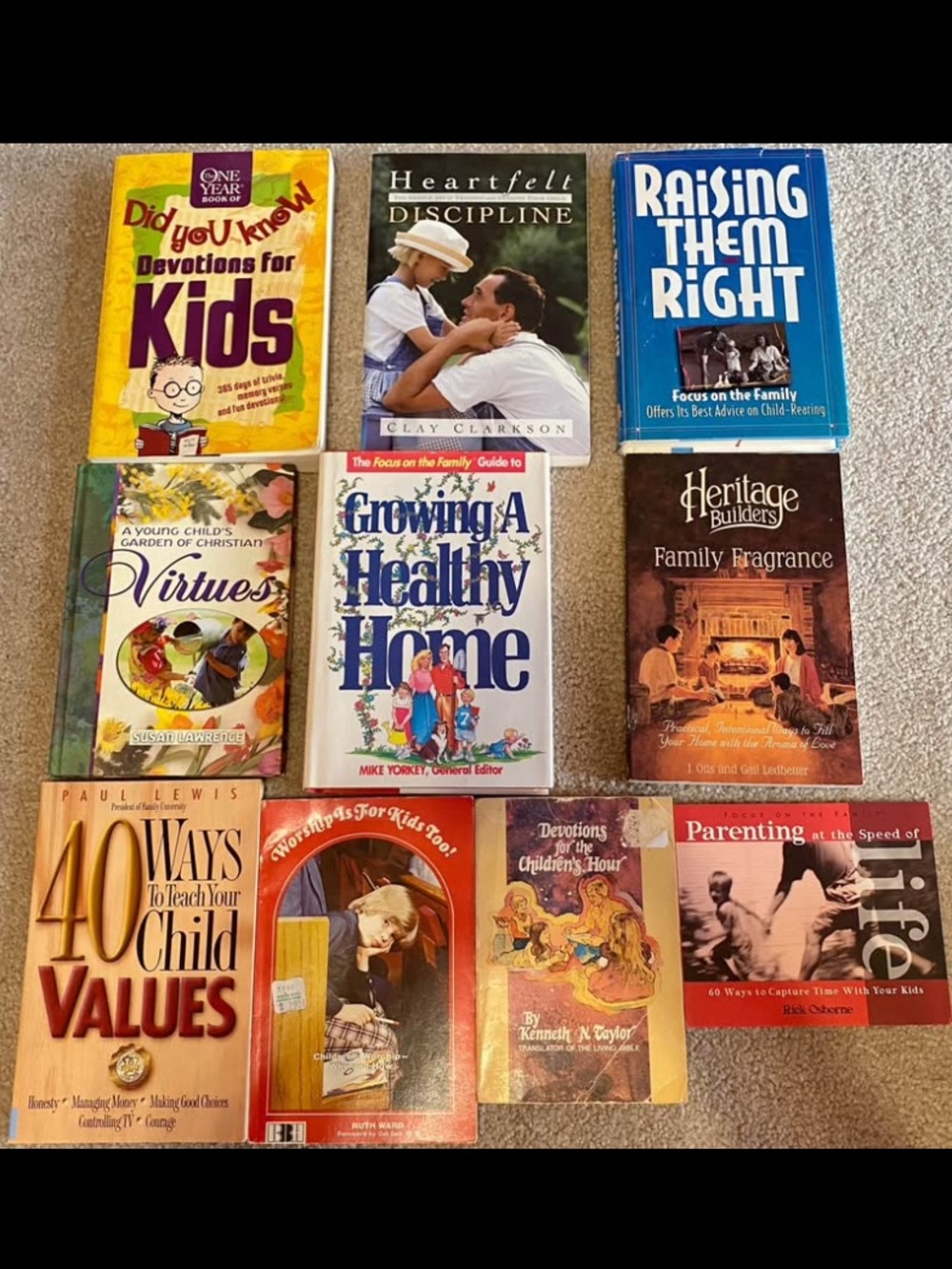 Lot of 10 Parenting Children Raising Kids Books Devotionals Christian Family